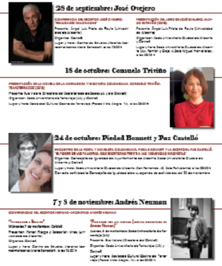 Las escritoras y escritores, Consuelo Triviño, Piedad Bonnet, Paz Castelló, Andrés Neuman y José Ovejero en la nueva programación del CEMAB