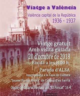 Viatge gratuït per la València de la República des de Callosa d’en Sarrià