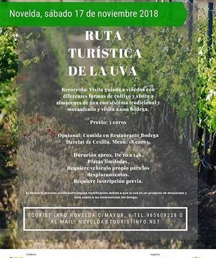 Turismo de Novelda ofrece una nueva Ruta de la Uva