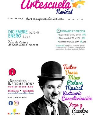 Artescuela Nadal 2018 per a la infància en Sant Joant d´Alacant