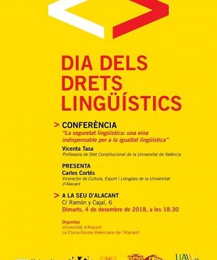 La Universidad de Alicante conmemora el «Dia dels Drets Lingüístics» con una conferencia sobre la seguridad lingüística