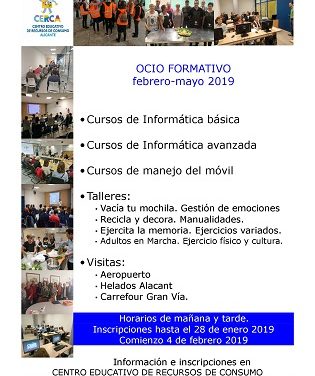 El Ayuntamiento de Alicante tiene abierto el plazo de inscripción de las actividades gratuitas del Centro de Recursos de Consumo hasta el 28 de enero