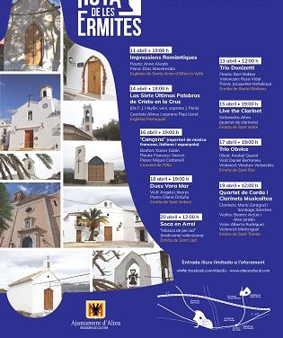 Del 11 al 20 de abril tendrá lugar una nueva edición de Conciertos en la Ruta de les Ermites