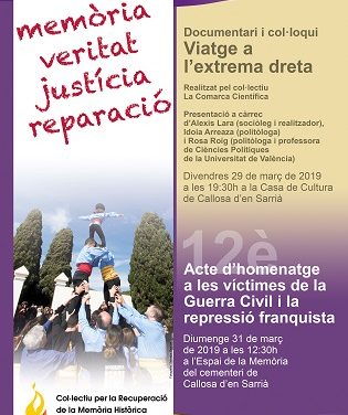 Actos por la recuperación de la memoria histórica en Callosa d’en Sarrià