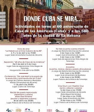 Exposiciones, conferencias y recitales de poesía en Torrevieja entre los actos conmemorativos por el 60º Aniversario de Casa de las Américas