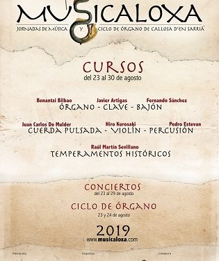 El festival de música antiga Musicaloxa tornarà a Callosa d’en Sarrià del 23 al 30 d’agost