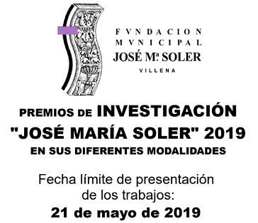La Fundació Municipal “José María Soler” informa que el pròxim 21 de maig finalitza el termini de presentació dels Premis d’Investigació i Iniciació a la Investigació José María Soler