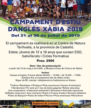Monjove Xàbia organiza un verano más el campamento de inglés para jóvenes