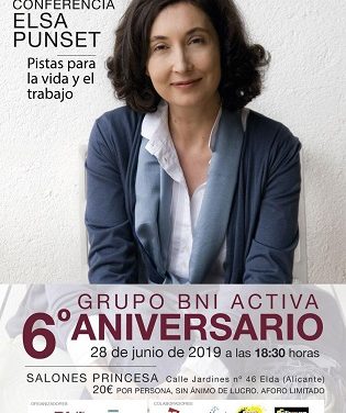 La prestigiosa escriptora i filòsofa Elsa Punset oferirà una conferència sobre la vida i el treball en els Salons Princesa d’Elda