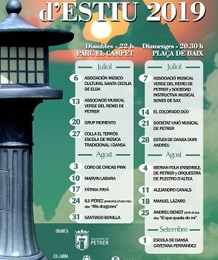 18 conciertos amenizarán los fines de semana de julio y agosto en Petrer