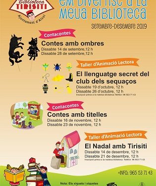 Cuenta Cuentos y Talleres de animación lectora en la programación de la biblioteca Tirisiti para el último trimestre del año