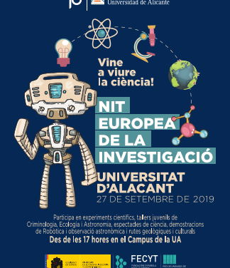 El 23 de setembre s’obri el termini d’inscripció per a tallers i rutes a peu programades per a la Nit Europea de la Investigació 2019 a la UA