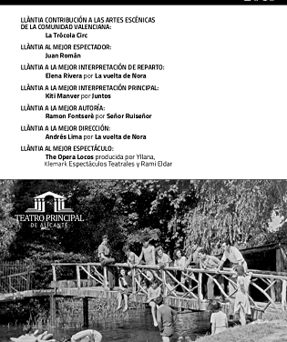 El Teatro Principal de Alicante celebra su  “IV Gala de Premis de temporada José Estruch” el lunes 21 de octubre