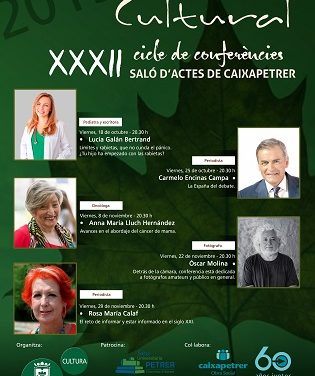 La reputada pediatra Lucía Galán y la periodista Rosa María Calaf entre las conferenciantes del XXXII Otoño Cultural de Petrer