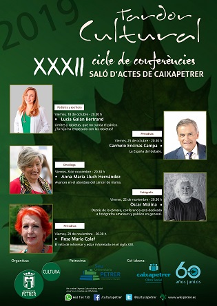 La reputada pediatra Lucía Galán y la periodista Rosa María Calaf entre las conferenciantes del XXXII Otoño Cultural de Petrer