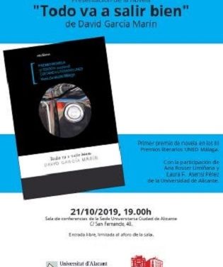 David García, graduat en Criminologia per la UA, presenta la seua novel·la Todo va a salir bien a la Seu Ciutat d’Alacant
