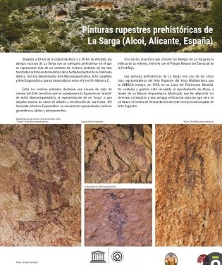 El arte rupestre de La Sarga en Alcoy se promociona en la revista Patrimonio Mundial de la Unesco a nivel internacional