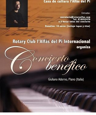 El pianista italiano Giuliano Adorno ofrecerá un concierto en la Casa de Cultura de l’Alfàs del Pi