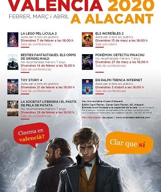 Vuelve el ciclo Cinema en Valencià a la Sede Ciudad de Alicante y, por primera vez, se programa en el Campus de Alcoy de la UA