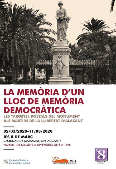 La Universidad de Alicante lleva su exposición «Tarjetas postales del Monumento a los Mártires de la Libertad» al Instituto 8 de marzo de la ciudad