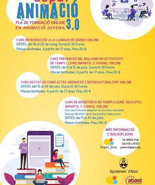 La concejalía de Juventud de Alcoy presenta un plan de formación de animación juvenil en línea