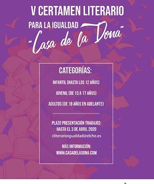Igualdad de Elche prorroga el plazo de presentación de trabajos del certamen literario “Casa de la Dona”