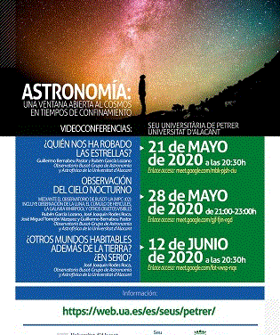 La Sede Universitaria de la UA en Petrer abre una ventana al cosmos en tiempos de confinamiento