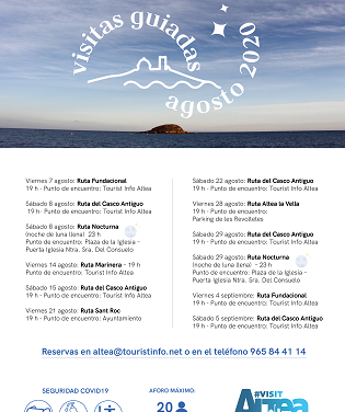 Turismo de Altea presenta la oferta de visitas guiadas para el mes de agosto y primera semana de septiembre
