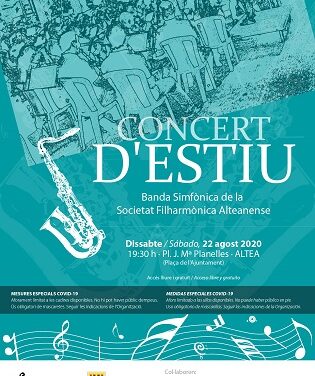 La Societat Filharmònica Alteanense celebra este any el seu concert d’estiu a la Plaça de l’Ajuntament d’Altea