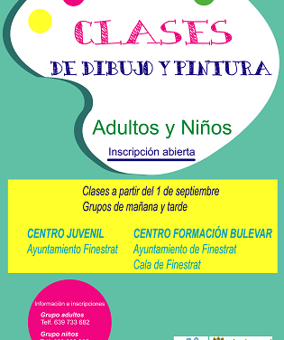 La concejalía de cultura de Finestrat abre el plazo de inscripción para los cursos de dibujo y pintura para infancia y adultos
