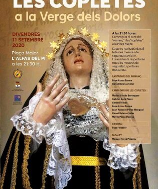 L’Alfàs celebra este viernes la fiesta de ‘Les Copletes’ sin danzas y con medidas anticovid