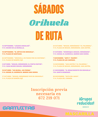 Cultura presenta una nueva programación de “Sábados de Ruta” para redescubrir Orihuela