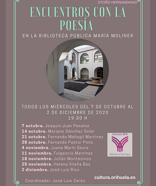 Este próximo miércoles se iniciará con Joaquín Juan Penalva el ciclo de “Encuentros con la Poesía”  en Orihuela
