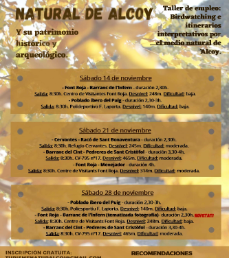 Rutes entre setmana i a la carta pel medi natural d’Alcoi i el patrimoni històric i arqueològic a càrrec de l’alumnat del taller d’ocupació