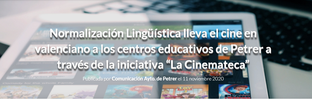 Normalización Lingüística lleva el cine en valenciano a los centros educativos de Petrer a través de la iniciativa “La Cinemateca”