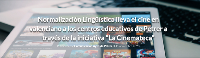 Normalització Lingüística porta el cinema en valencià als centres educatius de Petrer a través de la iniciativa “La Cinemateca”