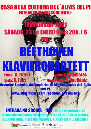 Beethoven Klavierquartett ofrecerá este fin de semana dos conciertos en l’Alfàs