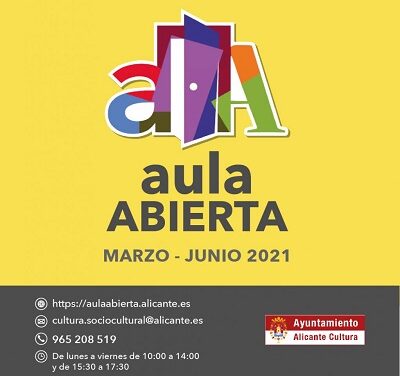 La Regidoria de Cultura d’Alacant presenta el programa en línia d’Aula Oberta amb 53 activitats, a desenvolupar de març a juny