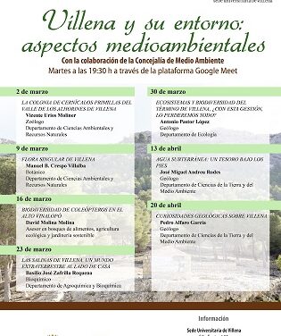 La Sede Universitaria y Medio Ambiente organizan el ciclo de charlas ‘Villena y su entorno: aspectos medioambientales’