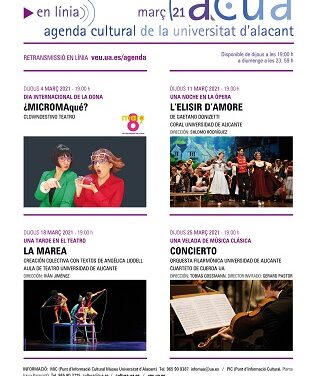 Nova programació cultural de la Universitat d’Alacant per al mes de març