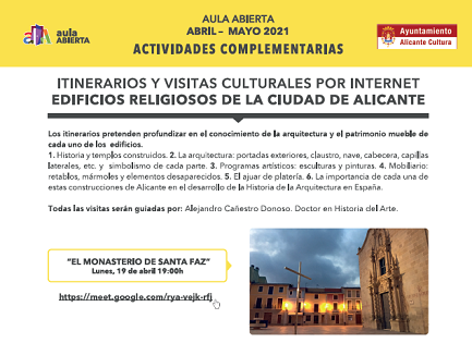 Visitas culturales online a 3 edificios religiosos de Alicante
