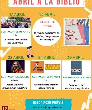 La Biblioteca Dénia organiza actividades para todas las edades con motivo del Día del libro