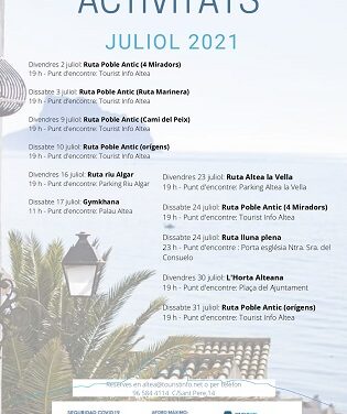 Turismo anuncia las actividades de julio para conocer Altea