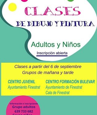La concejalía de cultura de Finestrat abre el plazo de inscripción para los cursos de dibujo y pintura para niños y adultos