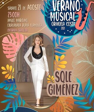 La cantante y compositora Sole Giménez actuará, con entrada gratuita, este sábado en Playa Flamenca de Orihuela
