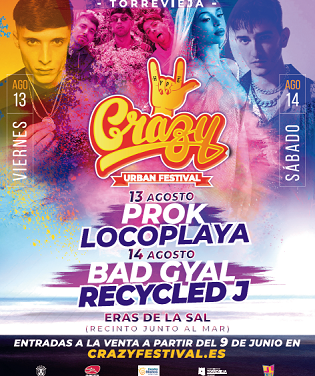 La primera edición del Crazy Urban Festival de Torrevieja con el 13 y 14 de agosto como días principales