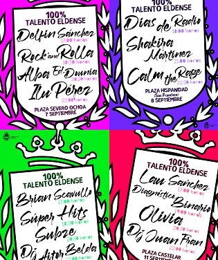 Un total de 15 artistas y grupos eldenses celebrarán el Festival Por y Para Elda durante las Fiestas Mayores