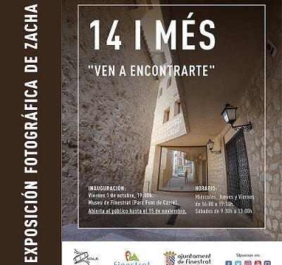El Museu de Finestrat acogerá la exposición fotográfica “14 i més. Ven a encontrarte” de Patricia Pérez “Zacha”