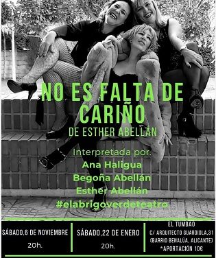 El Abrigo Verde Teatro estrena la obra “No es falta de cariño” en el Taller Tumbao