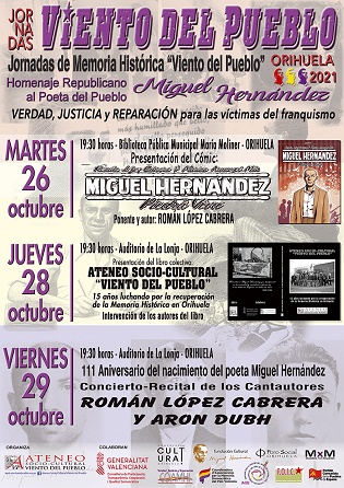 Este martes se presentará el cómic “Miguel Hernández, piedra viva”, de Román López Cabrera, en la Biblioteca Pública María Moliner de Orihuela